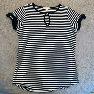 MICHAEL KORS Black and White Keyhole Top Size Small